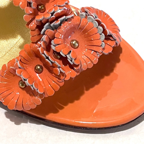 J. Crew Aurora Patent T-strap Sandals Size 10 Sweet Papaya (Orange) - Picture 3 of 14